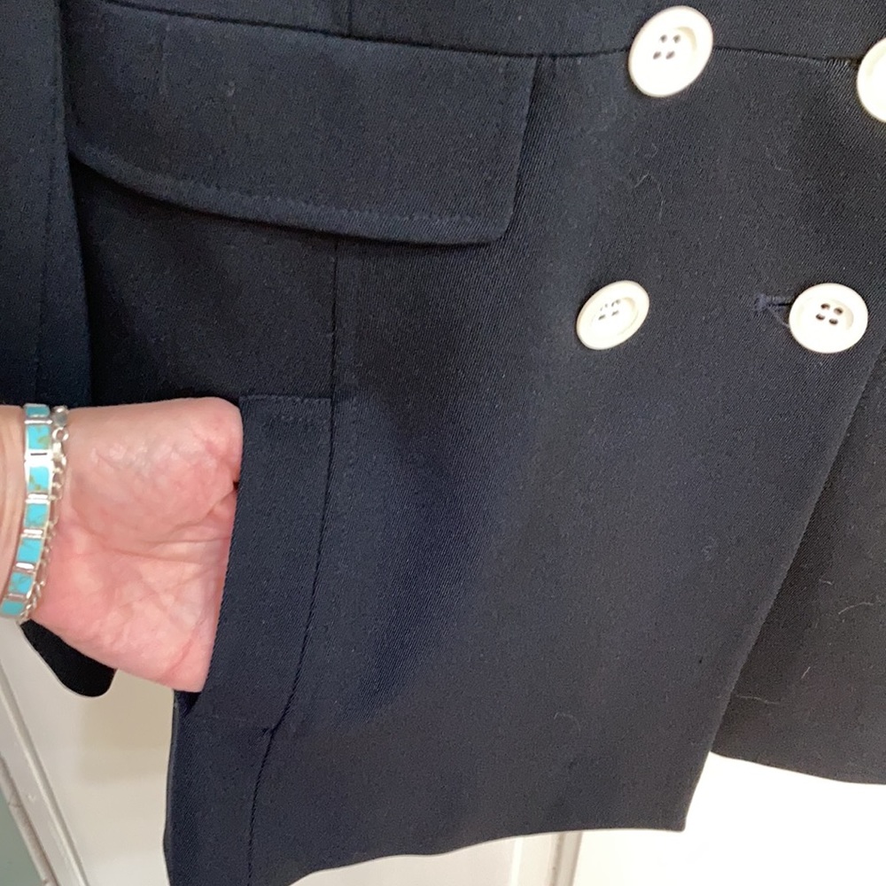 Navy Double Breasted Blazer Jacket - image 5